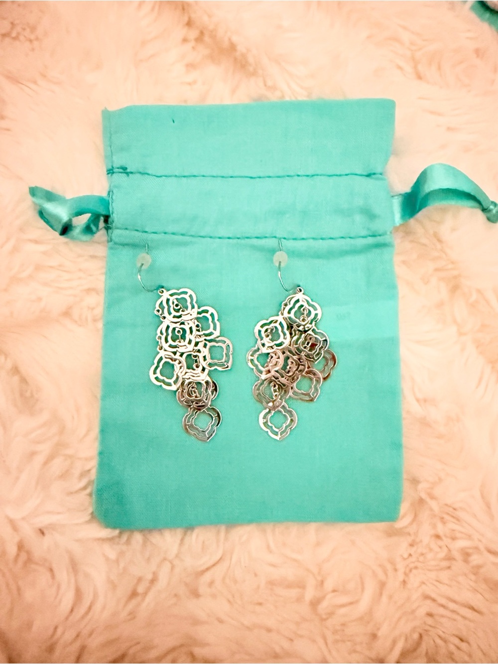 Origami Owl Silver Cascading Floral Dangle Earrings
